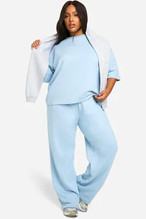 Boohoo Plus Loopback T-Shirt En Joggingbroek Set