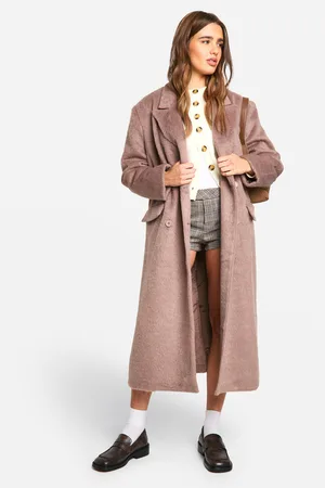 Boohoo Oversized Nepwollen Jas Met Dubbele Knopen