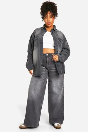 Boohoo Plus Oil Washed Denim Jeans