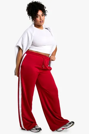 Boohoo Plus Tricot Joggingbroek Met Zijstreep En Rechte Pijpen