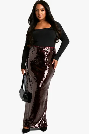 Boohoo Plus Premium Glitter Maxi Rok Met Pailletten