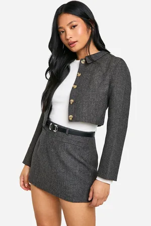 Boohoo Petite Korte Tweed Jas