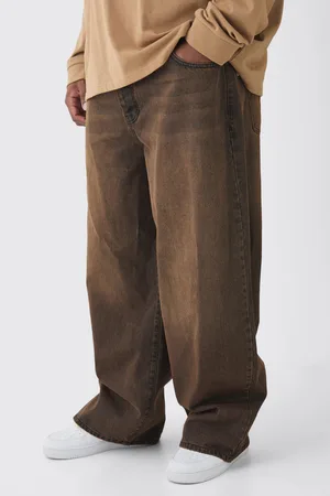 Boohoo Plus Onbewerkte Baggy Jeans Met Dubbele Tailleband