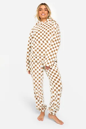 Boohoo Monochrome Geruite Hoodie En Joggingbroek Set