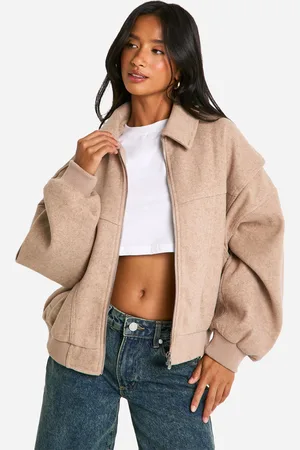 Boohoo Petite Wollen Blanket Jas Met Stiksels