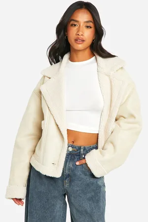 Boohoo Petite Nep Suède Jas Met Nepwollen Voering