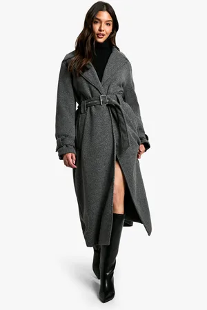Boohoo Nepwollen Maxi Jas Met Ceintuur