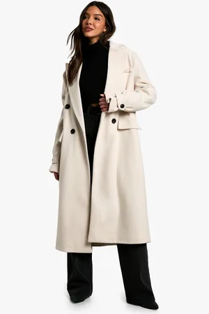 Boohoo Oversized Nepwollen Jas Met Manchette Detail