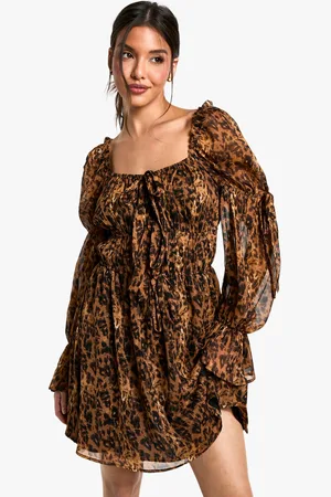 Boohoo Chiffon Luipaardprint Melkmeisjes Mini Jurk