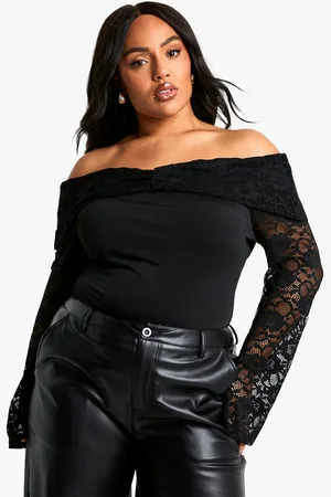 Boohoo Plus Kanten Geplooide Stretch One Piece