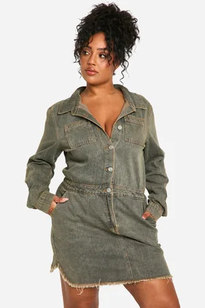 Boohoo Plus Mini Denim Jurk