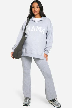 Boohoo Zwangerschap Mama Trui Met Korte Rits En Wijde Leggings