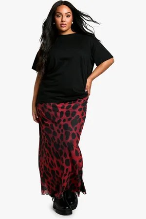 Boohoo Plus Mesh Maxi Rok Met Print