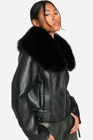 Boohoo Biker Jas Met Faux Fur Kraag