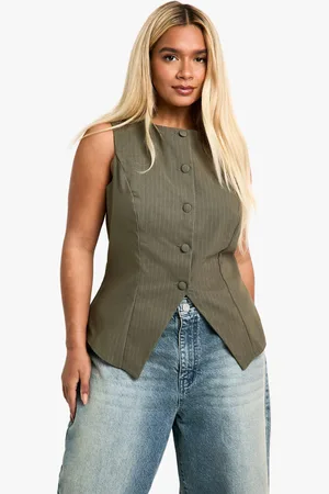 Boohoo Plus Gilet Met Krijtstrepen En Knopen