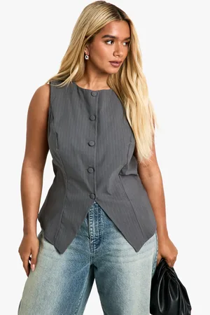 Boohoo Plus Gilet Met Krijtstrepen En Knopen