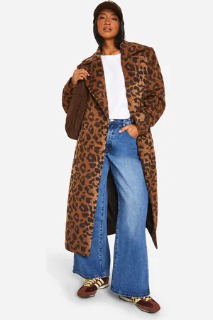 Boohoo Petite Oversized Wollen Luipaardprint Jas