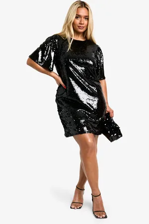 Boohoo Plus Midaxi Jurk Met Hoge Hals En Pailletten
