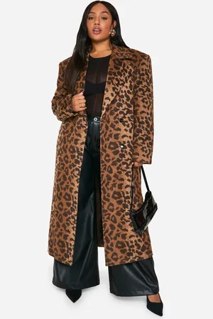 Boohoo Plus Oversized Wollen Luipaardprint Jas