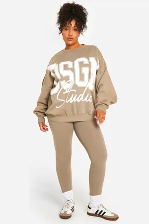 Boohoo Plus Oversized Dsgn Trui En Leggings Trainingspak
