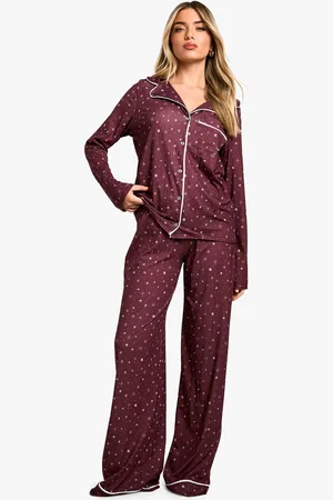 Boohoo Soft Touch Sterrenprint Pyjama Set Met Blouse Met Lange Mouwen En Broek
