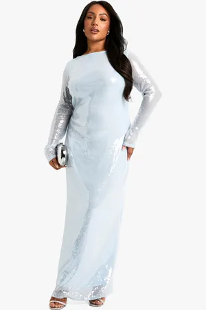 Boohoo Plus Maxi Jurk Met Pailletten En Rug Strik