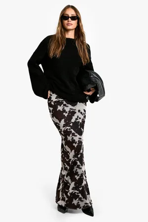 Boohoo Mesh Koeienprint Maxi Rok