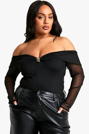 Boohoo Plus Stretch One Piece Met Uitgesneden Hals En Zoom