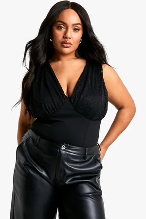Boohoo Plus Stretch One Piece Met Kanten Cups