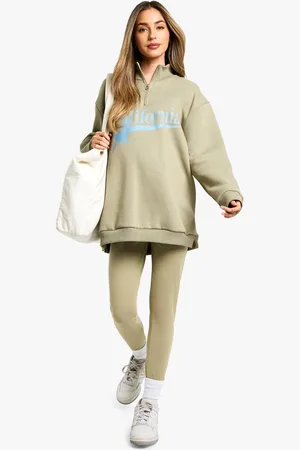 Boohoo Zwangerschap California Trui Met Korte Rits En Leggings Set