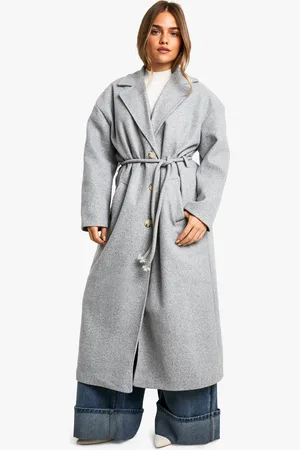 Boohoo Petite Nepwollen Maxi Jas Met Ceintuur
