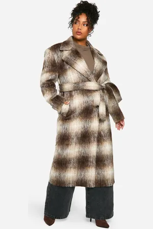 Boohoo Plus Oversized Geruite Nepwollen Jas