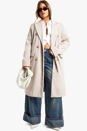 Boohoo Petite Herringbone Jas Met Dubbele Knopen