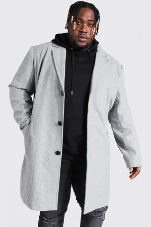 Boohoo Plus Wollen Overjas Met Enkele Rij Knopen