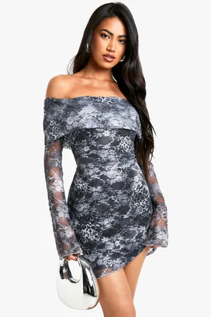 Boohoo Kanten Mini Jurk Met Uitgesneden Hals En Dierenprint