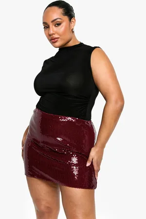 Boohoo Plus Doorschijnend Mini Rokje Met Pailletten