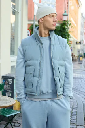 Boohoo Blauwe Boxy Nep Suède Bodywarmer Met Hoge Kraag