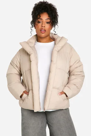 Boohoo Plus Gewatteerde Jas Met Hoge Kraag