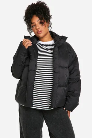 Boohoo Plus Gewatteerde Jas Met Hoge Kraag
