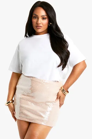 Boohoo Plus Doorschijnend Mini Rokje Met Pailletten