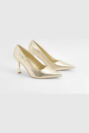 Boohoo Brede Metallic Pumps Met Textuur