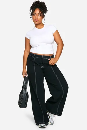 Boohoo Plus Contrasterende Wide Leg Jeans