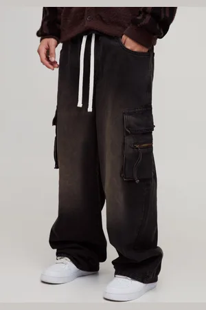 Boohoo Onbewerkte Baggy Cargo Washed Denim Jeans