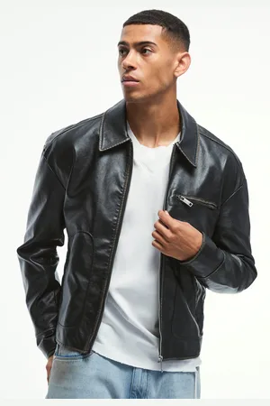 Boohoo Gebleekte Pu Slim Fit Biker Jas In Zwart