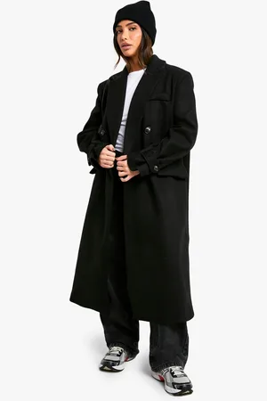 Boohoo Petite Oversized Nepwollen Jas Met Manchette Detail