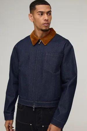 Boohoo Korte Baggy Aviator Spijkerjas Met Nepwollen Voering En Rits