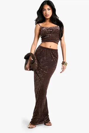 Boohoo Zebraprint Devore Maxi Rok