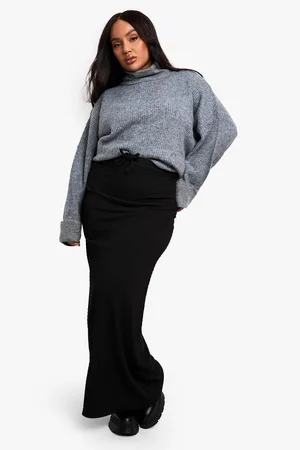 Boohoo Plus Maxi Rok Met Textuur En Geplooide Taille