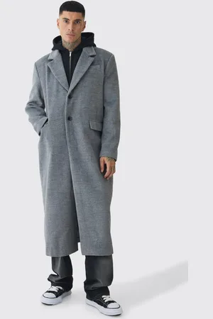 Boohoo Tall Super Baggy Hybride Wollen Overjas Met Capuchon