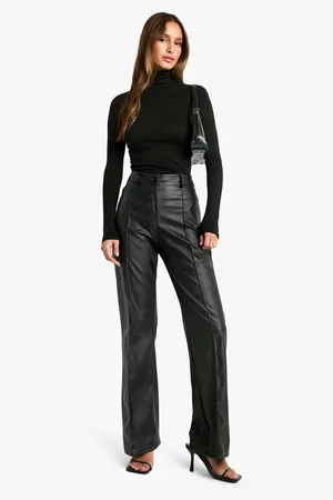 Boohoo Nepleren Flared Skinny Fit Broek Met Naaddetail